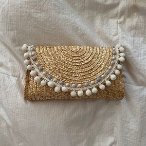 Handwoven Pompom clutch